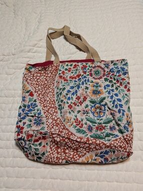 Floral Patchwork Cotton Tote Bag in Multicolor